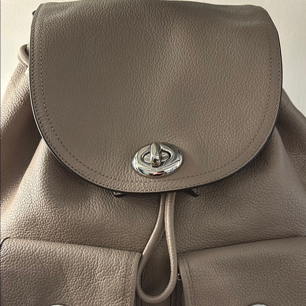 COACH Large Taupe Pebbled Leather Billie Backpack. - Picture 2 of 14